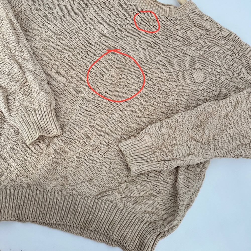 Vtg 80s GAP Men's Tan Textured 3D Knit Sweater Pullover Long Sleeve Crew Neck XL - Picture 9 of 9